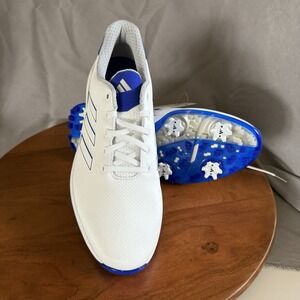 Men's Adidas Golf ZG23 Waterproof Spiked Golf Shoes / White Blue GW1179 Sz 10.5